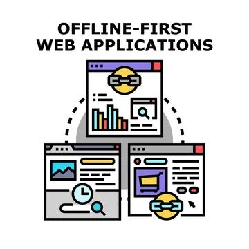 Building offline first web applications concept development Stock Illustration