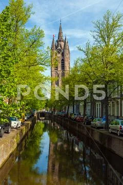 The building of the old Church (Oude Kek) in Delft, Netherlands Stock Photos