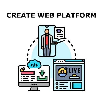 Building online education e learning live platform 库存插图