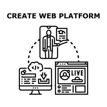 Building online education e learning live platform Stock Illustration