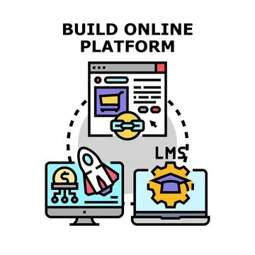 Building online platform for business development and education Stock Illustration