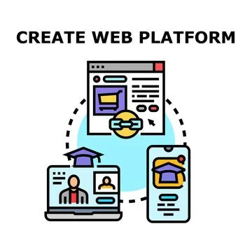 Building online platforms delivering digital education content Stock Illustration