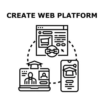 Building online platforms delivering digital education content Stock Illustration
