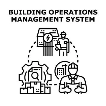 Building operations management system managing property engineering service Stock Illustration