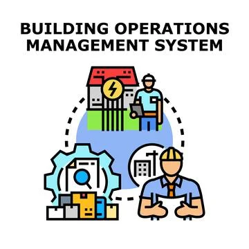 Building operations management system managing property engineering service Stock Illustration