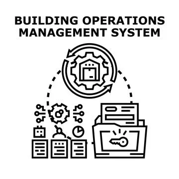 Building operations management system managing warehouse processes Stock Illustration