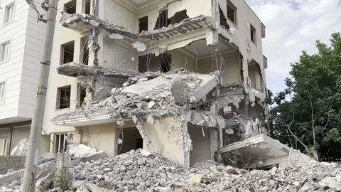 A building or structure that was half destroyed, destroyed. Turkey Stock Footage 243126810