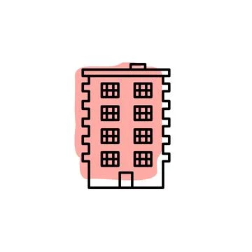 Building outline with color shadow vector icon in building set Stock Illustration