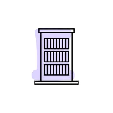 Building outline with color shadow vector icon in building set Ilustración de archivo