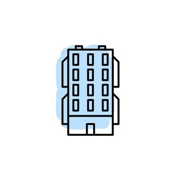 Building outline with color shadow vector icon in building set Ilustración de archivo
