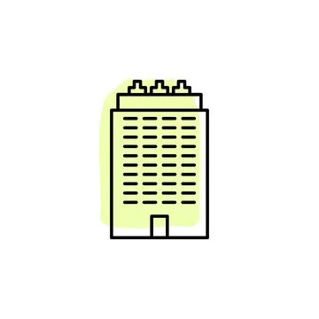 Building outline with color shadow vector icon in building set Stock Illustration