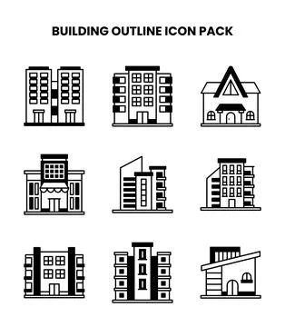 Building Outline DuoTone Vector Icons Pack Ilustración de archivo