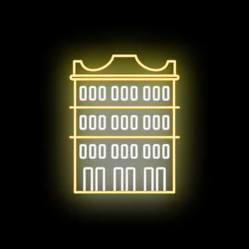 Building outline glowing with neon light icon Ilustración de archivo