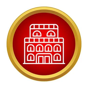 Building outline icon on red button concept Ilustración de archivo