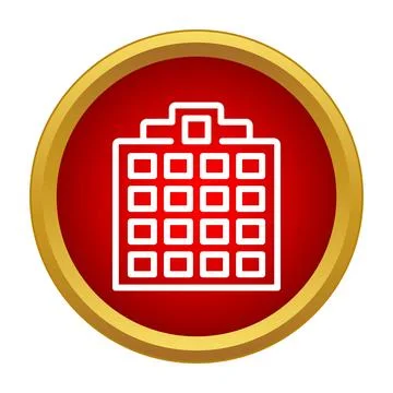 Building outline icon in red button design Ilustración de archivo