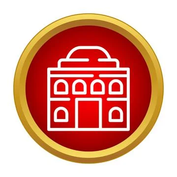 Building outline icon in red circle button Ilustración de archivo