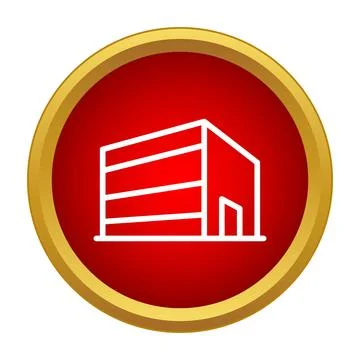 Building outline icon red circle gold border 库存插图