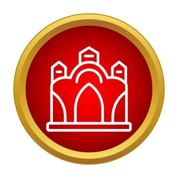 Building outline icon red circle modern design Stock Illustration