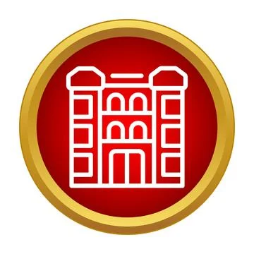 Building outline representing a home or apartment on a red button Stock Illustration