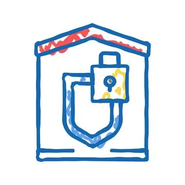 Building padlock security color icon vector isolated illustration Stock Illustration