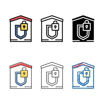 Building padlock security color icon vector isolated modern Stock Illustration