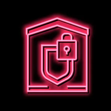 Building padlock security neon glow icon illustration Ilustración de archivo