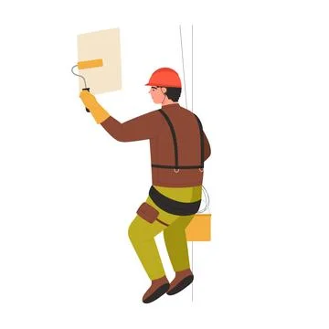 Building painter working at height Stockillustratie