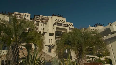 Building with palm trees background Stock Footage 130751518