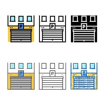 Building parking color icon vector modern Stock Illustration