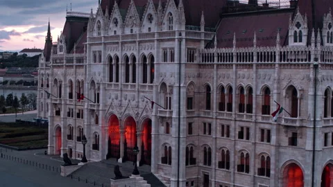 Building of the Parliament in Budapest Stock Footage 131381007