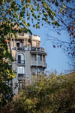 Building peaking through branches Stock Photos