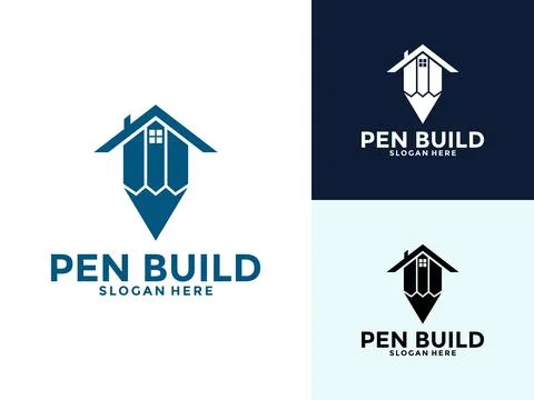 Building pencil logo vector illustration, Unique combination Pencil with Ho.. Stock Illustration