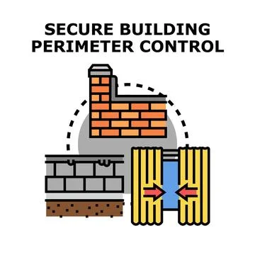 Building perimeter control ensuring protection and security Stock Illustration