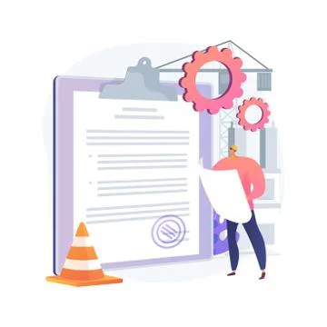 Building permit abstract concept vector illustration. Ilustración de archivo