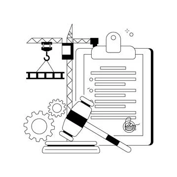 Building permit abstract concept vector illustration. Ilustración de archivo