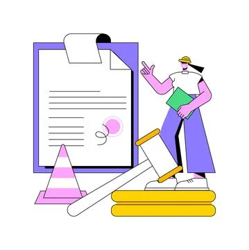 Building permit abstract concept vector illustration. Ilustración de archivo