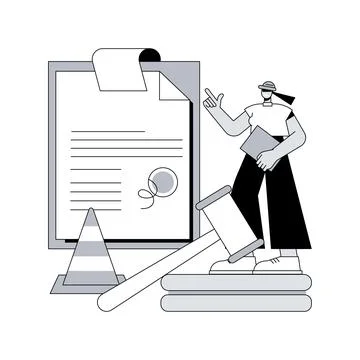 Building permit abstract concept vector illustration. Ilustración de archivo