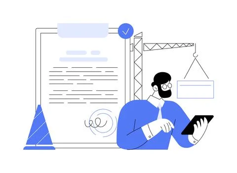 Building permit abstract concept vector illustration. Illustrazione stock