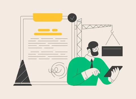 Building permit abstract concept vector illustration. Ilustración de archivo