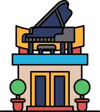 A building with a piano on top of it Ilustração Stock