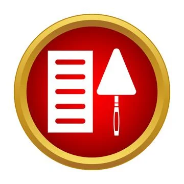 Building plan and construction trowel icon Stock Illustration