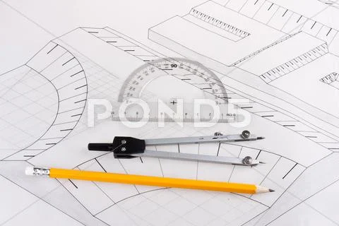 Building plan of a civil construction Stock Photos