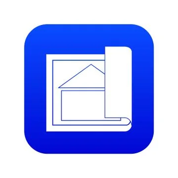 Building plan icon digital blue Ilustración de archivo