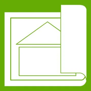 Building plan icon green Ilustración de archivo