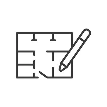 Building plan, icon in line design. Building, plan, blueprint, design, structure Ilustración de archivo