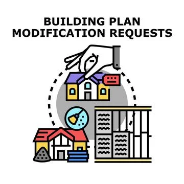 Building plan modification requests concept receiving approval Stock Illustration