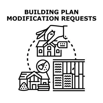 Building plan modification requests concept receiving approval Ilustración de archivo