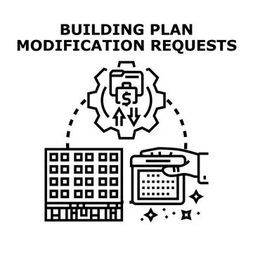 Building plan modification requests process concept Illustration