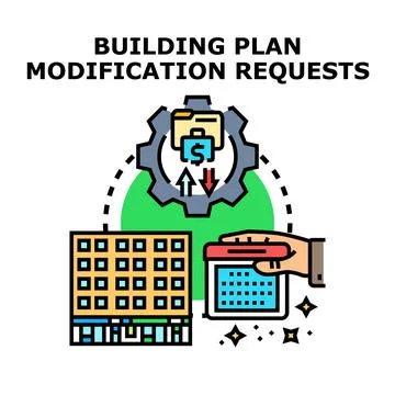 Building plan modification requests process concept Illustration