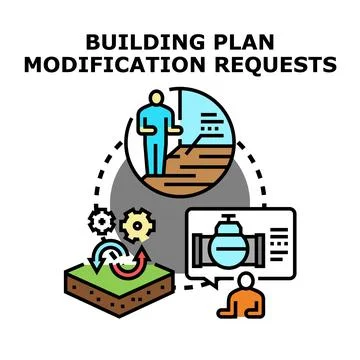 Building plan modification requests process illustration Stock Illustration